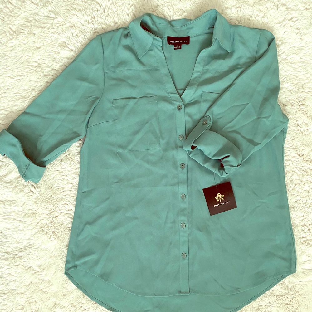 NEW! Fortune + Ivy Christelle Button Down Blouse